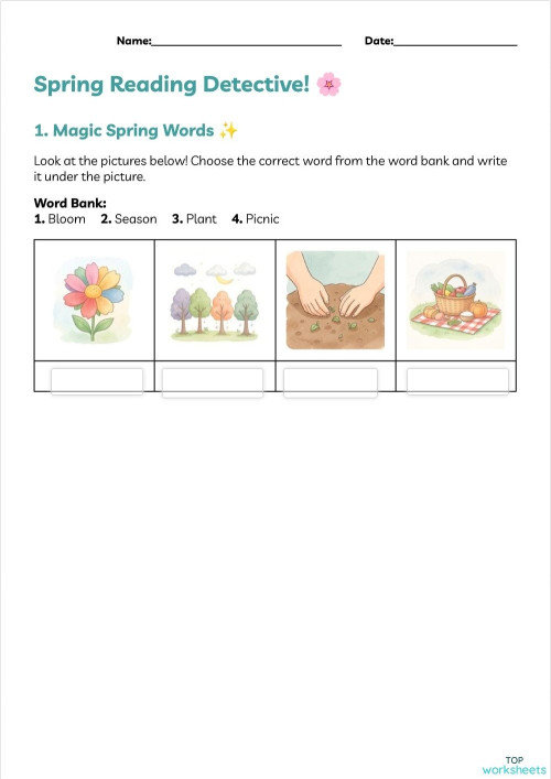 Spring Reading Detective. Interactive worksheet | TopWorksheets