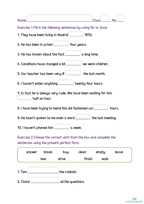 Present Perfect Tense. Interactive worksheet | TopWorksheets