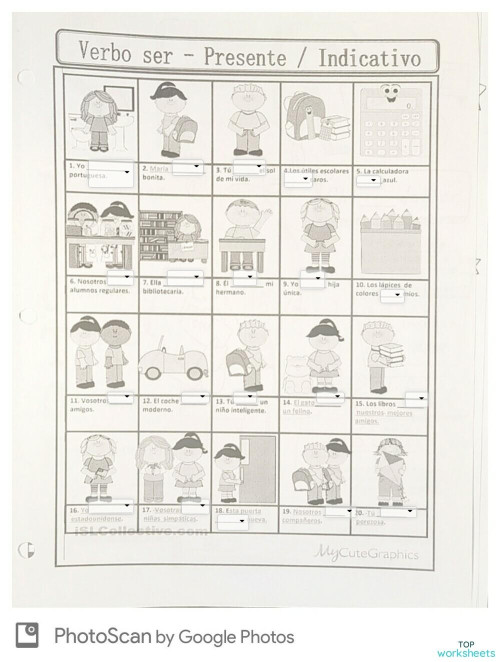 Verb ser practice. Ficha interactiva TopWorksheets