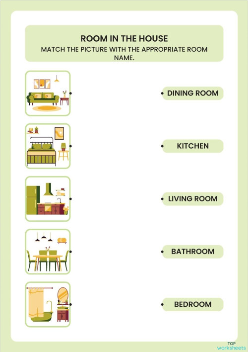 ROOM IN THE HOUSE. Interactive worksheet | TopWorksheets