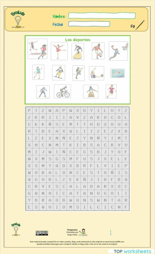 Deportes: fichas interactivas y ejercicios online | TopWorksheets