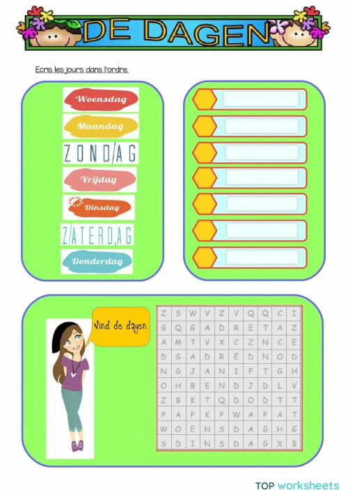 De dagen. Interactief werkblad | TopWorksheets