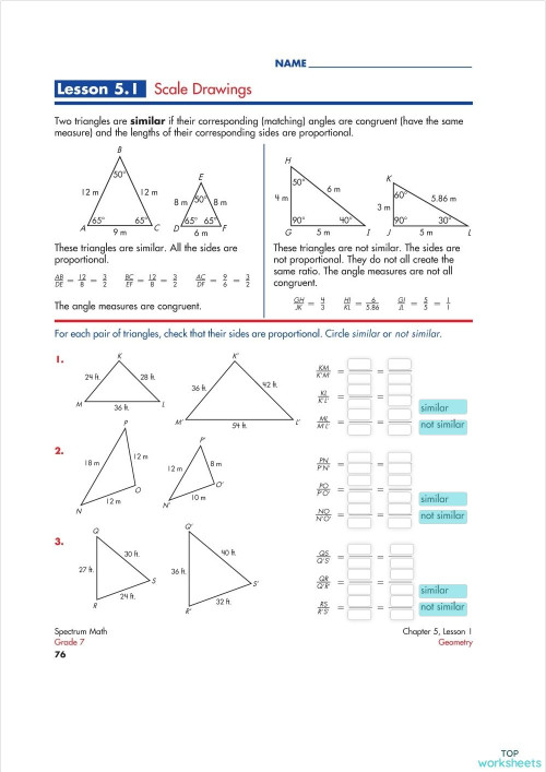 Lesson 5.1 Scale Drawings1. Interactive worksheet TopWorksheets