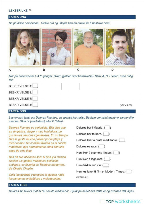 Lekser uke 36. Interactive worksheet | TopWorksheets