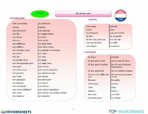 Interactive worksheets and online exercises in dutch | TopWorksheets