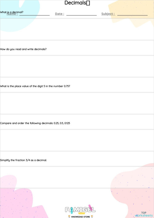 Decimals[ ️ ]. Interactive worksheet | TopWorksheets