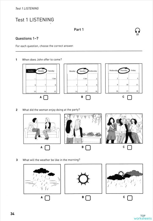 Listening 3rd grade. Interactive worksheet | TopWorksheets