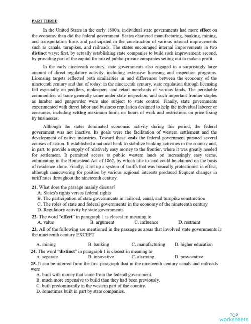 Part 23- reading 1. Interactive worksheet | TopWorksheets
