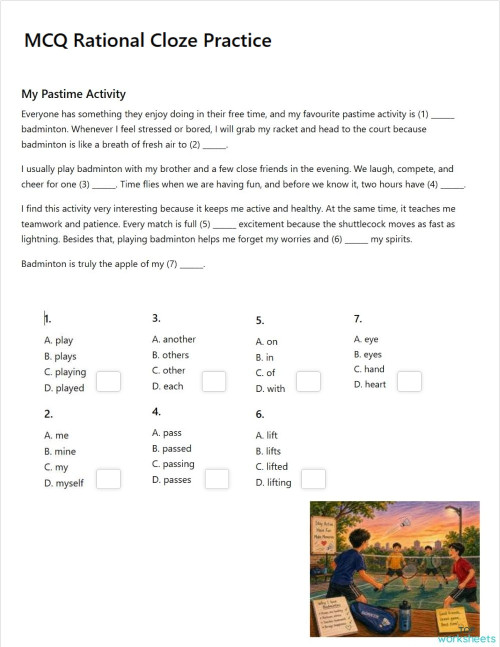 Cloze Text: interactive worksheets and online exercises | TopWorksheets