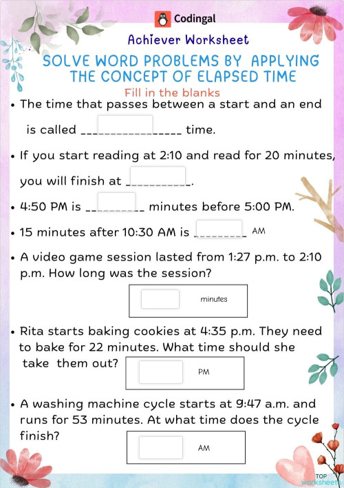 M_G05M15L43_WA03_Solve Time Word Problems. Interactive worksheet ...
