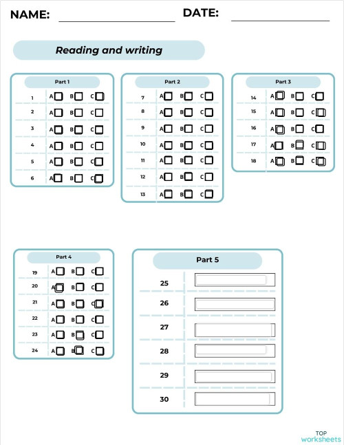 A2 Plus: answer sheet. Interactive worksheet | TopWorksheets