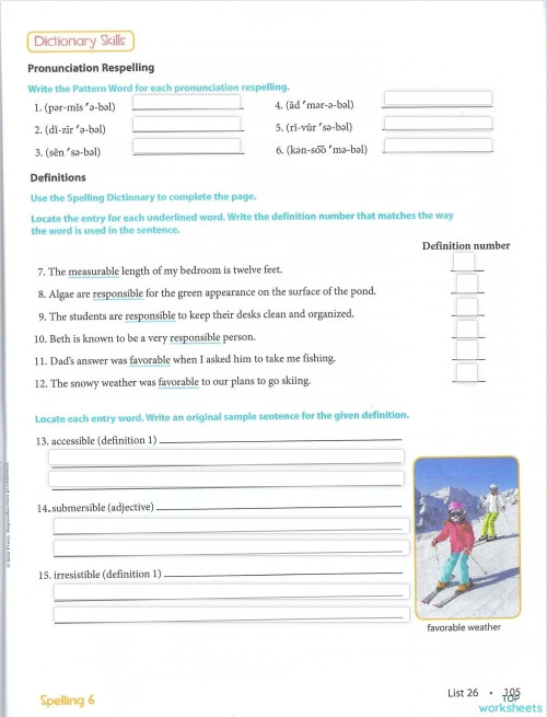 List 26 Dictionary Skills Pg 105. Interactive worksheet | TopWorksheets