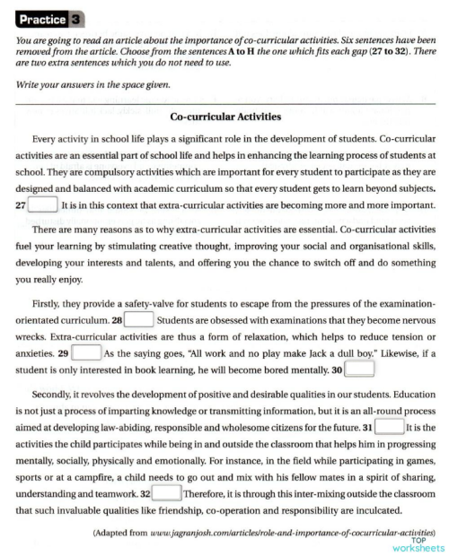 SPM GAP TEXT PRACTICE 3. Interactive worksheet | TopWorksheets