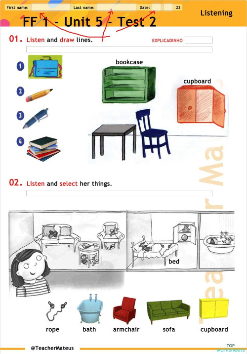 FF 1 - Unit 05 - Test 2 - Listening (Copied). Interactive worksheet ...