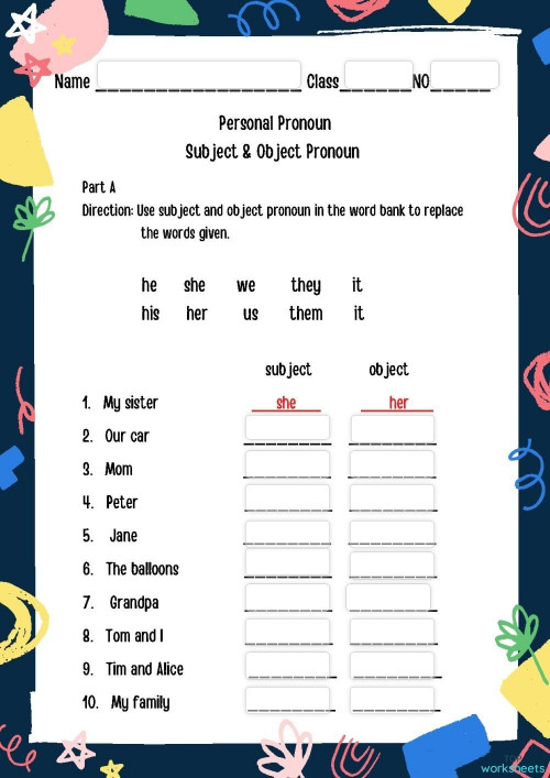 Possessive Pronoun Interactive Exercises