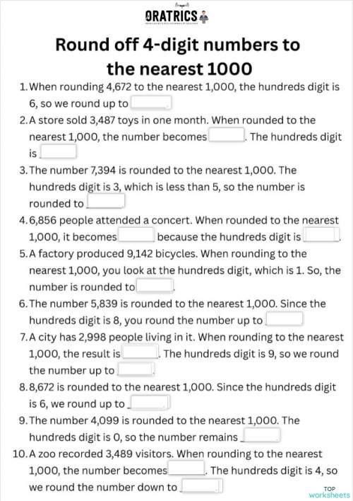 Rounding GGG. Interactive worksheet | TopWorksheets