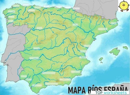 Mapa Ríos de España (Fácil). Ficha interactiva | TopWorksheets