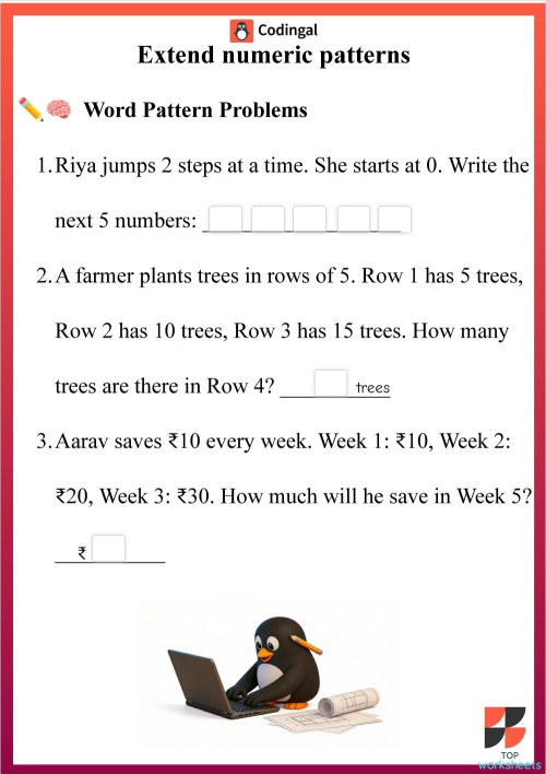 M_G03M27L58_WE03_Extend numeric patterns. Interactive worksheet ...