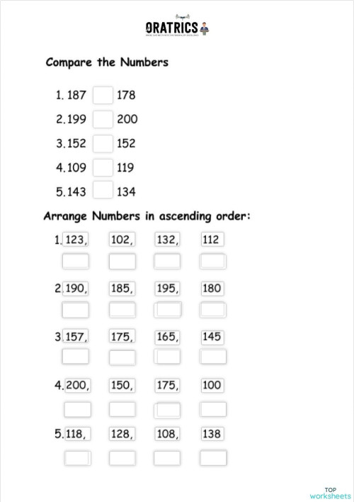 Comparing and Ordering Numbers 555. Interactive worksheet | TopWorksheets
