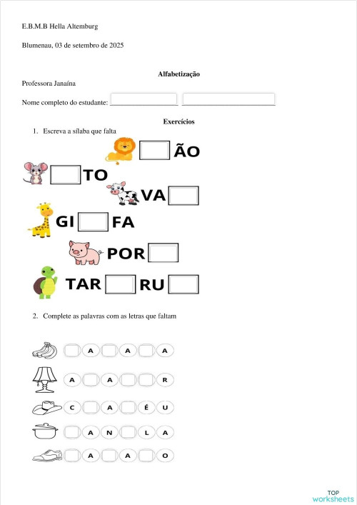 Escrita: fichas interativas e exercícios online | TopWorksheets