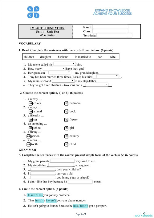 I0_W5_Unit Test 1. Interactive worksheet | TopWorksheets
