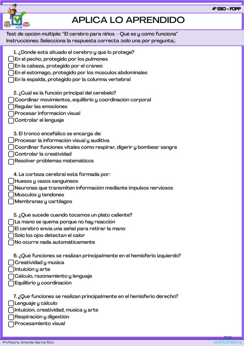 FOPP: fichas interactivas y ejercicios online | TopWorksheets