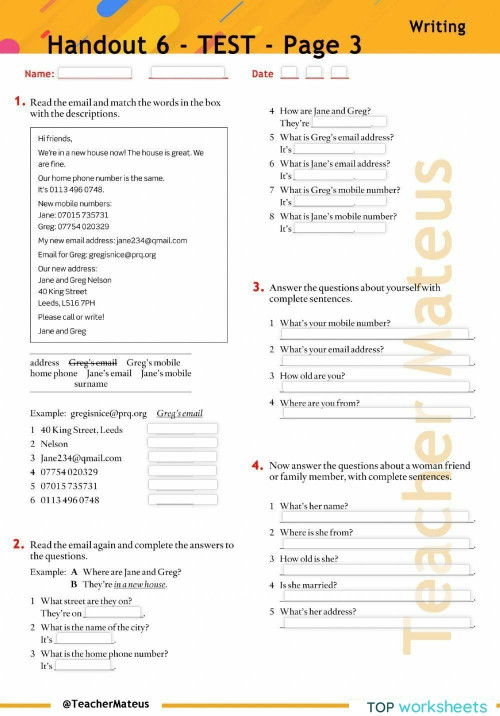 Handout 6 - TEST - Page 3. Interactive worksheet | TopWorksheets
