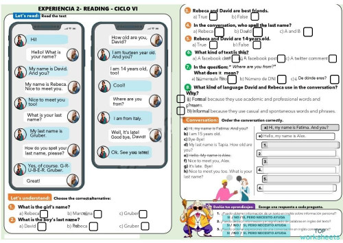 Reading test 1- Level PRE A1. Interactive worksheet | TopWorksheets