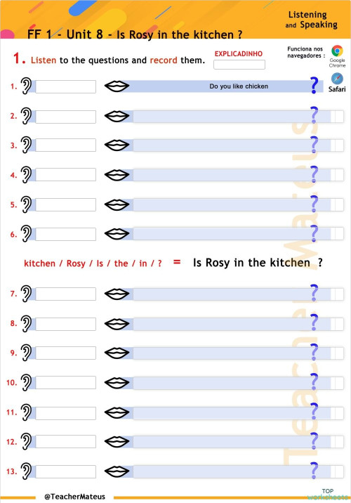 FF 1 - Unit 08 - 04 - Is Rosy in the kitchen ? - Speaking. Interactive ...