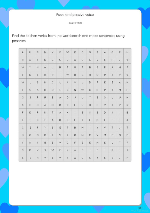 Food and passive voice. Interactive worksheet | TopWorksheets