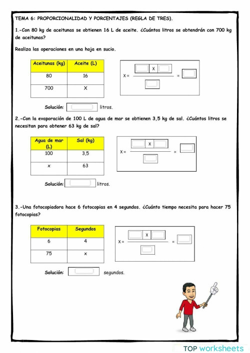 Proporcionalidad: fichas interactivas y ejercicios online | TopWorksheets