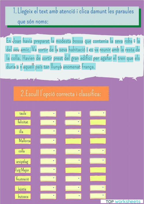 El nom 1. Fitxa interactiva | TopWorksheets