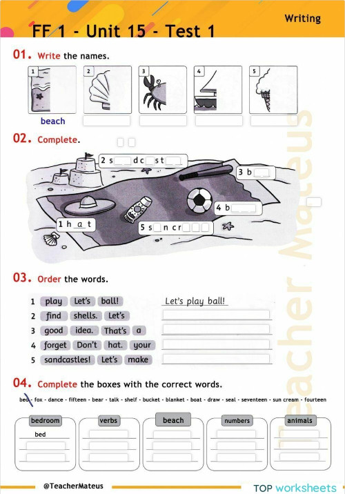 FF 1 - Unit 15 - Test 1 - Writing. Interactive worksheet | TopWorksheets