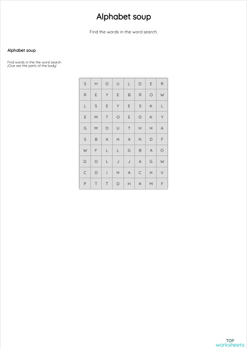 Alphabet soup. Interactive worksheet TopWorksheets