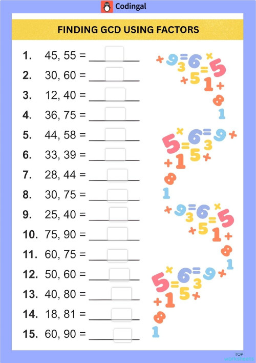 M_G05M05L07_WE03_Finding the Greatest Common Divisor (GCD). Interactive ...