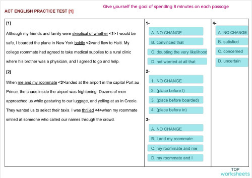 ACT English Test: interactive worksheets and online exercises ...