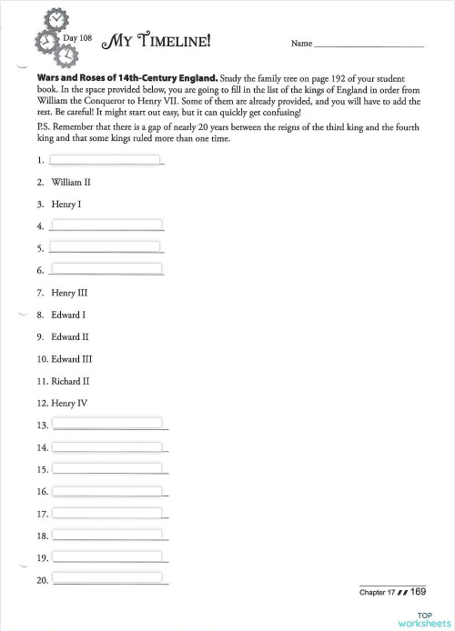 Chapter 17 pg 169 my timeline interactive worksheet topworksheets