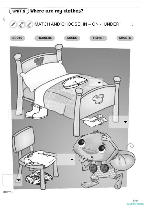 IN ON UNDER CLOTHES. Interactive worksheet | TopWorksheets