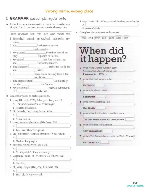 WRONG NAME,WRONG PLACETHIRD TERMACT 3. Interactive worksheet