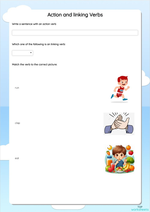 Action And Linking Verbs Interactive Worksheet Topworksheets