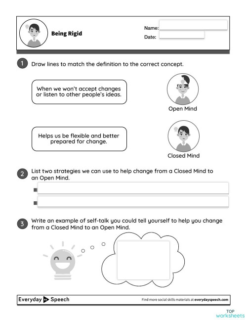Keeping an Open Mind in School Companion Worksheet. Interactive