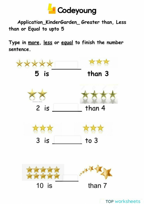 Greater than, less than, or equal to interactive. Interactive worksheet ...