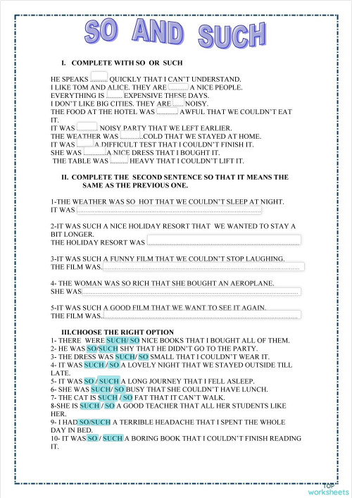 So and such. Interactive worksheet | TopWorksheets