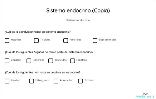 Cuestionario Del Sistema Endocrino Con Respuestas