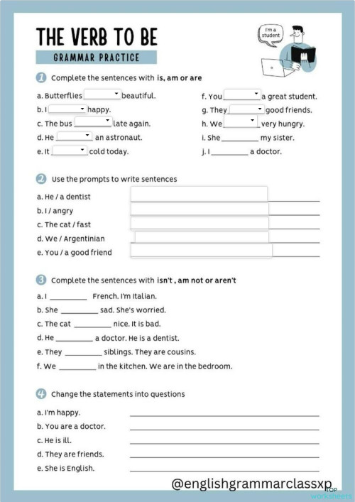 VERB TO BE EXERCISE. Interactive worksheet | TopWorksheets