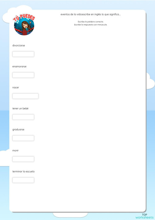 eventos de la vidaescribe en inglés lo que significa..... Ficha