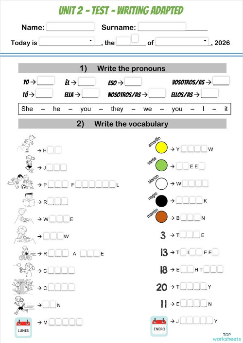 2º Unit 2 - WRITING ADAPTADO (2026)。互动练习册 | TopWorksheets