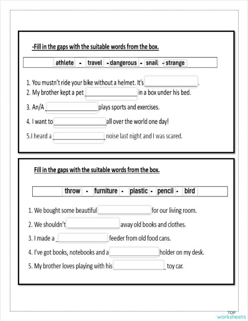 fill in the gaps. Interactive worksheet | TopWorksheets