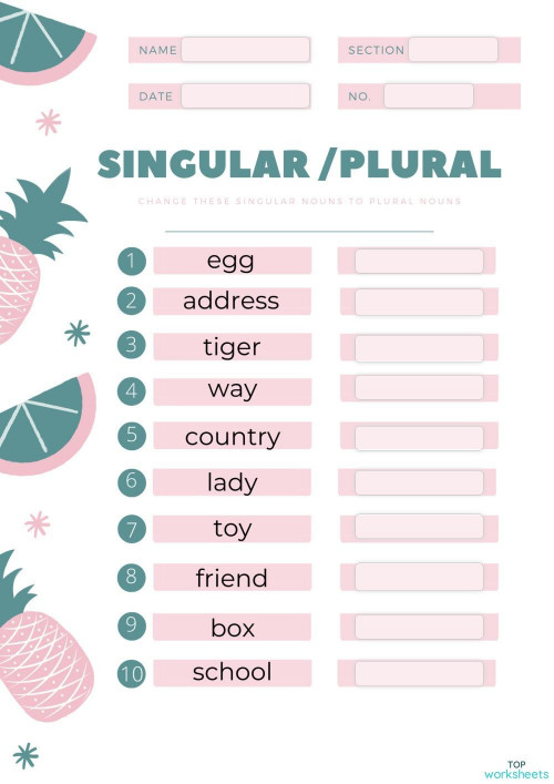 Singular And Plural Interactive Worksheet TopWorksheets