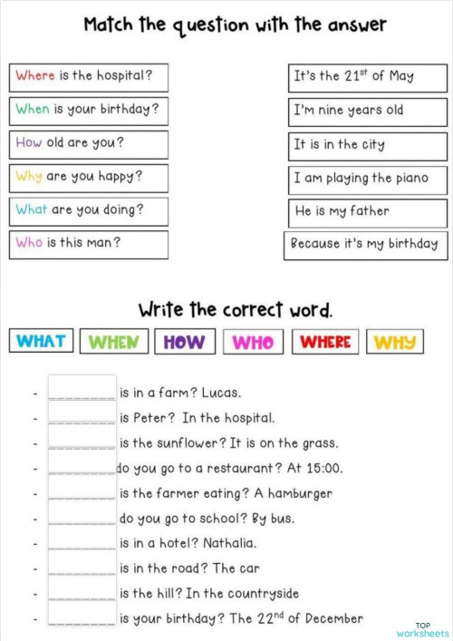 WH QUESTION. Interactive worksheet | TopWorksheets